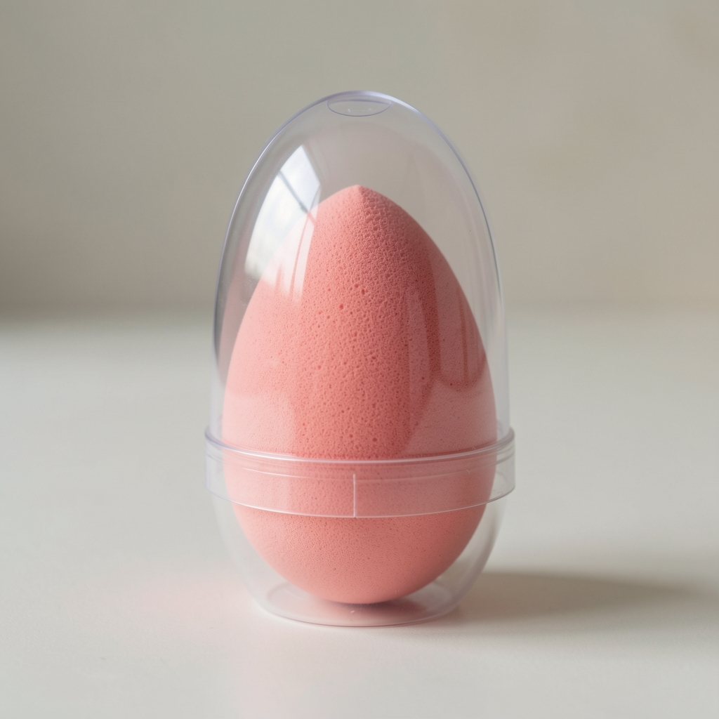 Beauty Blender Original makyaj süngeri, mercan rengi yumurta şeklinde orijinal sünger kutu ambalajda, fondöten ve kapatıcı uygulaması için